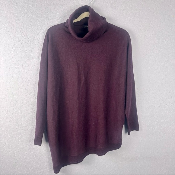Eileen Fisher Italian Merino Wool Asymmetrical Turtleneck Sweater Size Medium - Picture 1 of 5